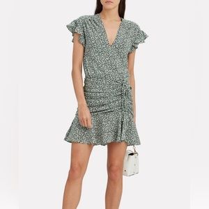 Veronica Beard Green Floral Marla Rouched Dress Size 8